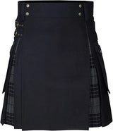 New Wedding Stylish Dark Grey Highlander Hybird Kilt For Men's Kilt Experts