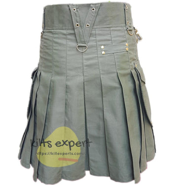 Olive Green Cargo Utility Kilt With Two Large Pockets Kilt Experts