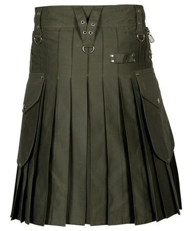 Olive Green Cargo Utility Kilts For Men Kilt Experts
