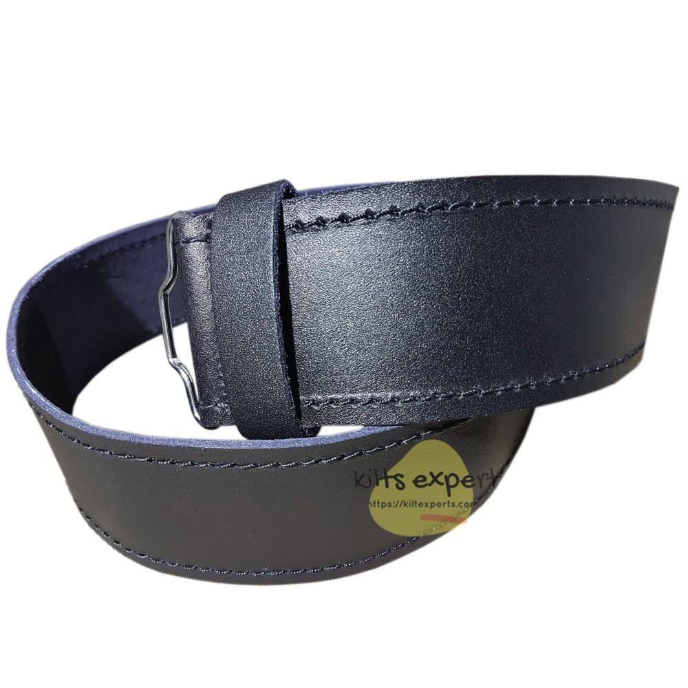 Plain Black Leather Kilt Belt - Kilt Experts