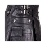 Pure Cowhide Black leather Utility Kilts For Men Kilt Experts