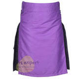 Purple & Dark Grey Highlander Two Tone Hybird Kilt Kilt Experts