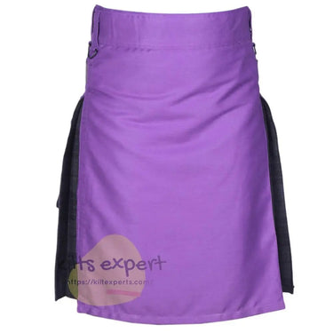 Purple & Dark Grey Highlander Two Tone Hybird Kilt Kilt Experts