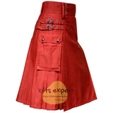 Red Scottish Fashionable Utility Kilt Kilt Experts