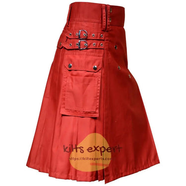 Red Scottish Fashionable Utility Kilt Kilt Experts