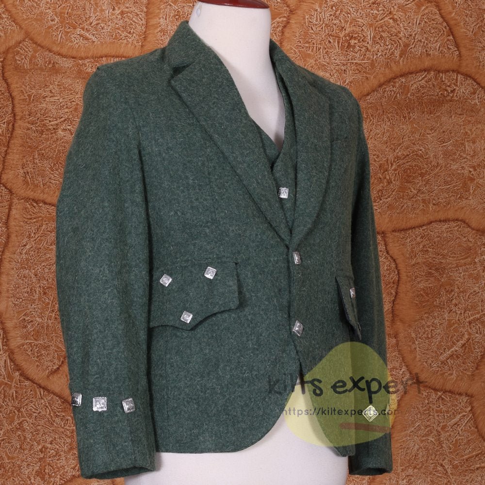 Scottish 100% Wool Argyle Jacket With 3 Celtic Button Vest (Available In Different Colors) - Kilt Experts