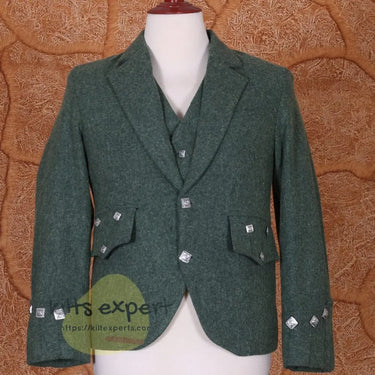 Scottish 100% Wool Argyle Jacket With 3 Celtic Button Vest (Available In Different Colors) - Kilt Experts