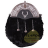 Scottish Black Rabbit Fur Sporran With Three Teasal (Available in Deffirent Metal Badge) - Kilt Experts
