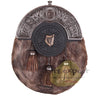 Scottish Celtic Harp Matel Bras Badge and Full Style Kilt Sporrans for Men with a Leather Strap and an Antique Finish Chain - Kilt Experts