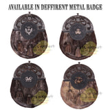Scottish Deffirent Matel Bras Badge Kilt Sporrans for Men with a Leather Strap and an Antique Finish Chain - Kilt Experts