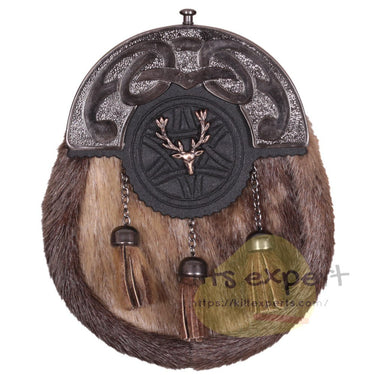 Scottish Deffirent Matel Bras Badge Kilt Sporrans for Men with a Leather Strap and an Antique Finish Chain - Kilt Experts