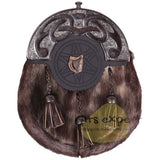 Scottish Deffirent Matel Bras Badge Kilt Sporrans for Men with a Leather Strap and an Antique Finish Chain - Kilt Experts