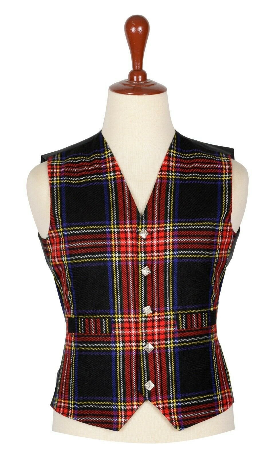 Traditional Scottish Black Stewart 5 Buttons Tartan Waistcoat / Plaid Vest Kilt Experts