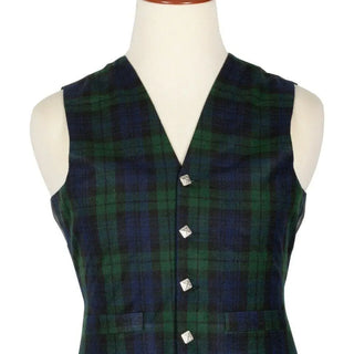 Traditional Scottish Black Watch 5 Buttons Tartan Waistcoat / Plaid Vest Kilt Experts