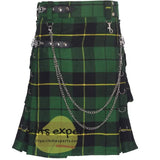 Wallace Hunting 16OZ Stud Kilt With Detachable Chain & Pockets (Available In Different Tartans) - Kilt Experts