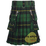 Wallace Hunting 16OZ Stud Kilt With Detachable Chain & Pockets (Available In Different Tartans) - Kilt Experts