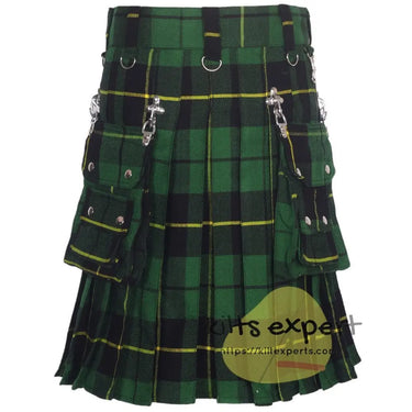 Wallace Hunting 16OZ Stud Kilt With Detachable Chain & Pockets (Available In Different Tartans) - Kilt Experts