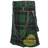Wallace Hunting 16OZ Stud Kilt With Detachable Chain & Pockets (Available In Different Tartans) - Kilt Experts