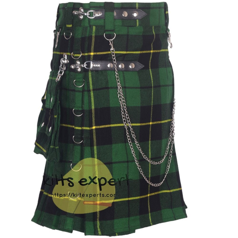 Wallace Hunting 16OZ Stud Kilt With Detachable Chain & Pockets (Available In Different Tartans) - Kilt Experts