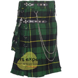 Wallace Hunting 16OZ Stud Kilt With Detachable Chain & Pockets (Available In Different Tartans) - Kilt Experts