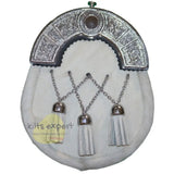 White 3 Teasel Sporran With Chain Belt Kilt Experts