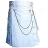 White Fashion Wedding Removable Pockets Kilt With Chains Kilt Experts