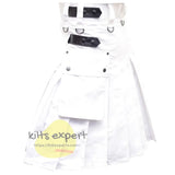 White Leather Straps Utility Kilts For men Kilt Experts