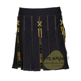 Women's Hybird Black & Macleod Of Lewis Tartan Stylish Kilt With Pocket In Different Colors - Kilt Experts