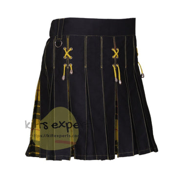 Women's Hybird Black & Macleod Of Lewis Tartan Stylish Kilt With Pocket In Different Colors - Kilt Experts