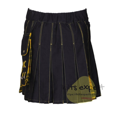 Women's Hybird Black & Macleod Of Lewis Tartan Stylish Kilt With Pocket In Different Colors - Kilt Experts