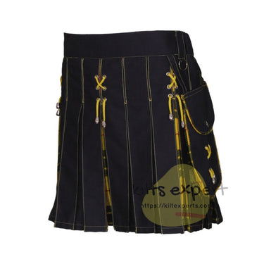 Women's Hybird Black & Macleod Of Lewis Tartan Stylish Kilt With Pocket In Different Colors - Kilt Experts
